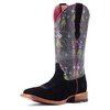ARIAT Womens Frontier Western Aloha Western Boot Black Roughout/Hula Print