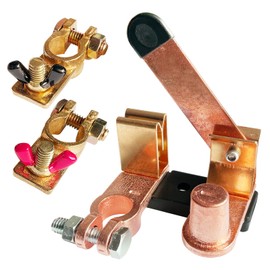 Top Post Knife Blade Master Switch, Ampper 12V / 24V Battery Disconnect Switch Isolator Power Cut Off for Marine Car Boat RV ATV (Negative Kit, Vertical)