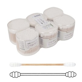 Cylindrical Swirl Cotton Swabs 300pcs 6-Pack Set Double-Sided