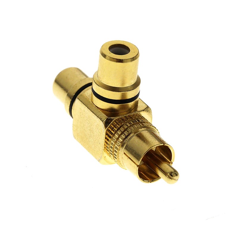 1RCA Male to 2RCA Female Right Angle Splitter Adapter Gold