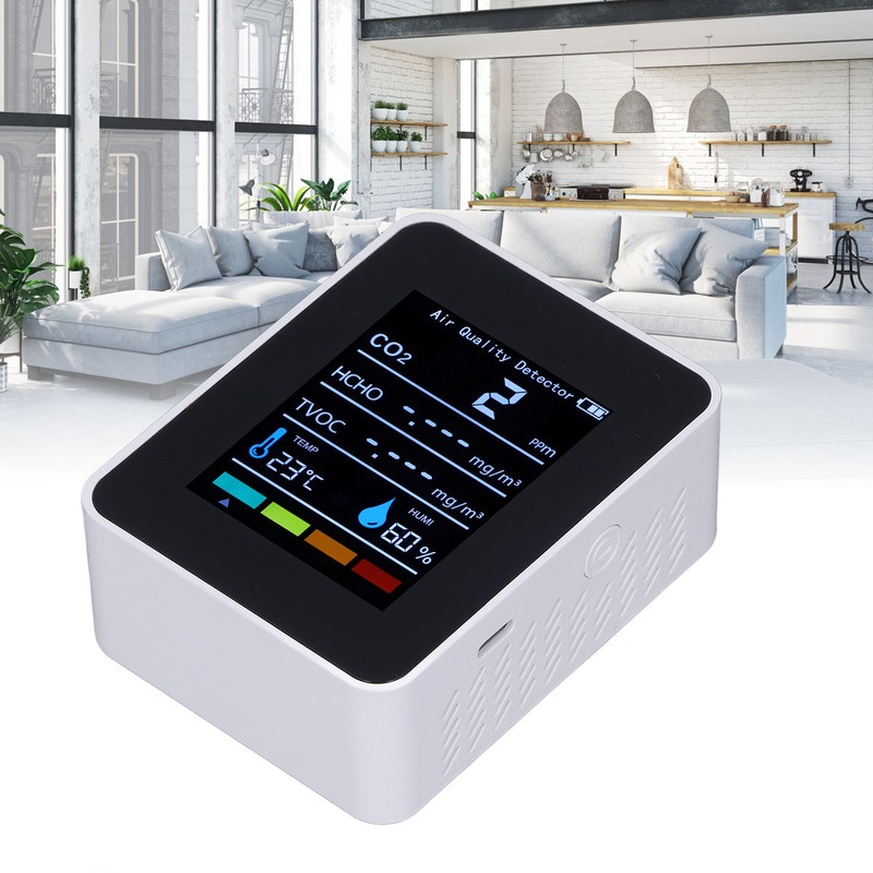 White Infrared CO2 Detector Realtime Reading Accurate Carbon Dioxide Temperature