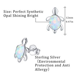 A-Silver Sterling Silver Abalone Turtle Stud Earrings for Women - Hypoallergenic