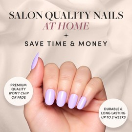 Glamnetic Press On Nails - Lilac | Solid Opaque Light Pastel Purple Round Nails, Reusable | 12 Sizes - 30 Nail Kit