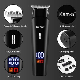 KEMEI Hair Trimmer,Professional Hair Clipper for Men, Clippers for Hair Cutting, Men's Beard Trimmer, Zero Gapped T-Blade Trimmer Close Cutting for Barbers