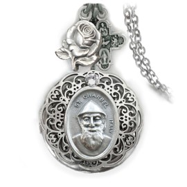 St. Charbel Makhlouf Locket Necklace, Patron Saint Confirmation Gift, Catholic Devotion Jewelry Gift