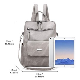 UBaymax Women's Fashion Backpack, Lightweight Travel Backpack Made of PU Leather, Shoulder Bag, Handbag, Casual, Elegant Daypack with Versatile Design, (3) Grey, Casual