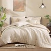 Monbix Queen Comforter Set - 7 Pieces Birch Marble Pattern