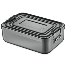 Küchenprofi Lunchbox aus Aluminium | für Erwachsene und Kinder | Brotdose mit Fächern, verstellbar | mit Silikondichtung | 23 x 15 x 7 cm | anthrazit