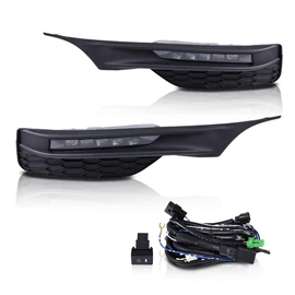 G-PLUS Compatible with Honda Accord 4-Door Sedan 2016 2017 Clear Lens LED Front Bumper Fog Lights Lamps with Bezels Switch and Wiring Kit