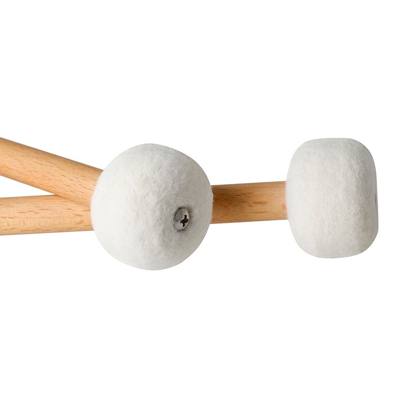 1 Pair Felt Mallets Drum Sticks with Wood Handle for