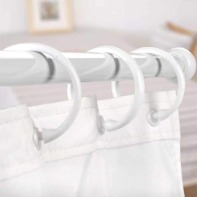 Qulable Shower Curtain Rings-12 Pack- Plastic Shower Curtain Hooks O-Shaped