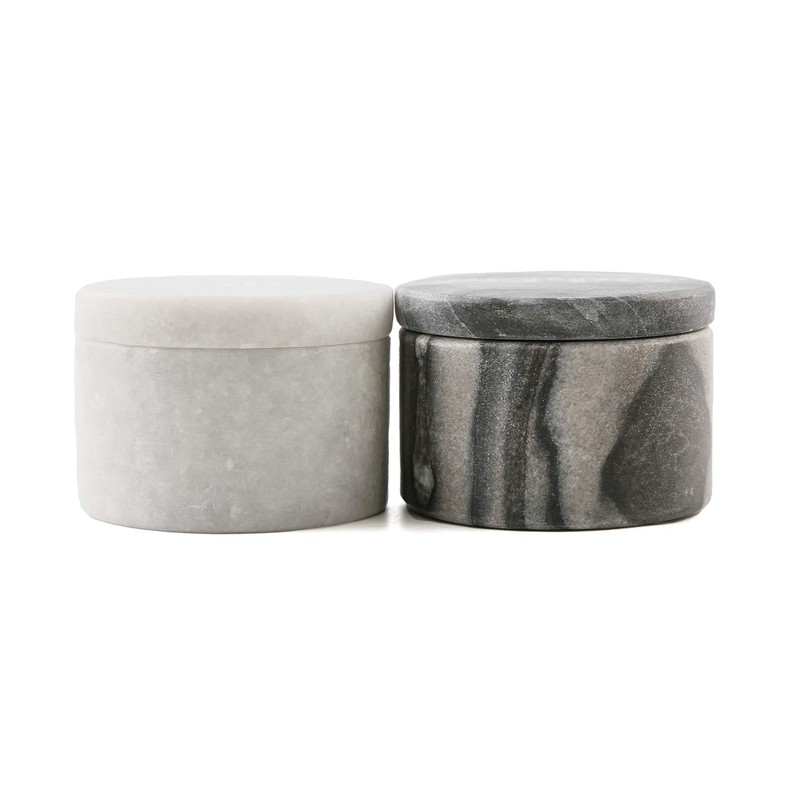Thirstystone White & Black Marble Pinch Pots with Etched Lids,