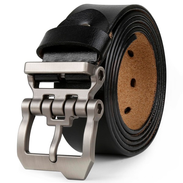 Yahaobelt Mens Belts Leather for Jeans Dress Genuine Leather Tan