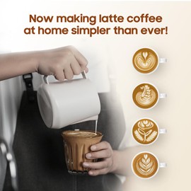 MHW-3BOMBER Milk Frothing Pitcher - 20oz/600ml Milk Frother Cup with U-Shaped Spout - SUS 304 Steaming Pitcher - Cappuccino Latte Art Cup for Barista - Quadrilateral Body - Cream White P5181-OS