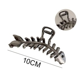 Fish Bone Hair Clips Small Hair Clips Black Metal Hair Accessories for Women Girls Elegant Fishbone Shape Hair Claw Clip Shiny Hairpins Strong Hold Nonslip Hair Clip for Thick Thin Hair Goddess Look