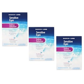 Bausch And Lomb Sensitive Eyes Plus Solución salina, paquete doble, 24 onzas (paquete de 3)