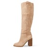 Erocalli Suede Knee-High Boots Fall Boot For Women Chunky Block