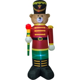 Light-Up Holiday Inflatable Christmas Bear Nutcracker Soldier with LED Lights, (8 Feet Tall), Yard, Christmas, Holiday Decoration Display