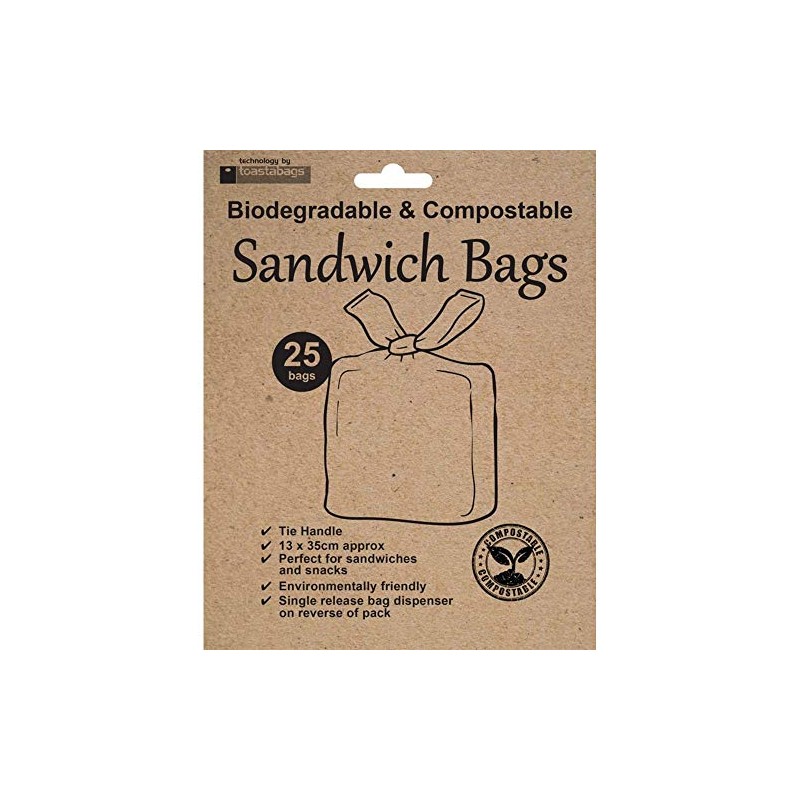 Toastabags Sandwich Bags Biodegradable & COMPOSTABLE, 25 Bags
