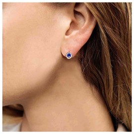 Allereya Vintage Sapphire Crystal Stud Earrings CZ Rhinestone Sapphire Earrings Tiny Blue Gemstone Earrings Gold Minimal Stud Earrings Jewelry for Women and Girls