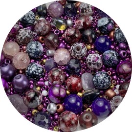 Assorted Glass Resin Beads Cracked Gravel Millet Beads Multi Size Colors Smooth Spacer Beads for Bracelets Necklace Earring DIY Jewelry Making Craft (Deep Purple Series)