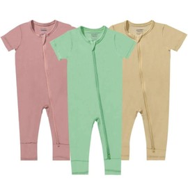GUISBY Rayon of Bamboo Baby Pajamas Footless, Rayon of Bamboo Short Sleeve Snug Fits Sleepers 3 Pack 18-24 Months