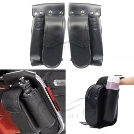 Unbranded Motorcycle Water Bottle Drink Holder Saddlebag Guard Bag Fit For Harley Touring
