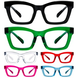 LUR Oprah Style Screwless Metalless Reading Glasses for Women Spring Hinges 6 Pack Ladies Readers +1.75