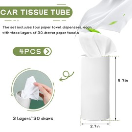 SHMZK 4 PCS Car Tissue Holder, Quick Convenient Refill Cylinder Facial Tissue Holder, Travel Tissues Box Round Container Suitable for Car Cup Holder, Universal Car Accessories (White)