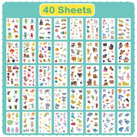 40 Sheet Temporary Glow In The Dark Fake Tattoos For Kids, 400+pcs Glow In The Dark Party Favors Tattoo Stickers For Boys Girls Teens, Planets Butterfly Mermaid Glow Tattoos Light Up Party Favors