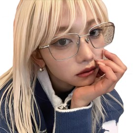 88flix Korean Glasses, Blue Light Cut, Lightweight, Small Face, Large Glasses, For PC, Stylish, Smart Glasses