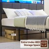 Full Size Bed Frame with Storage Headboard Led Lights Charging