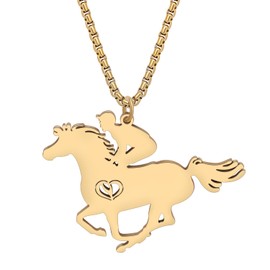 RAIDIN Horse Gifts for Girls Stainless Steel 18K Gold Silver Plated Animal Horse Necklace Pendant for Women Cute Simple Horse Necklaces Jewelry Gifts for Horse Lovers (Gold-012)