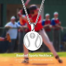 HOFOYA Sports Athletes Baseball Necklace Christian Religious Cross Pendant,Christmas Birthday Gift for Men Women,Baseball Coach or Teammate Gifts.