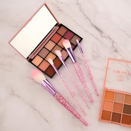 WLLHYF Juego de Brochas de Maquillaje Con Purpurina de 10 Piezas Bling Professional Foundation Corrector Sombra de Ojos Delineador de Ojos Rubor...   