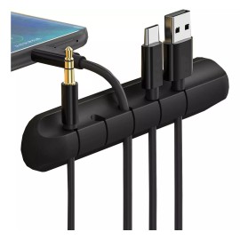 Veraly Organizador De Cables Adherible Silicón Oficina Hogar 1pz F Color Negro