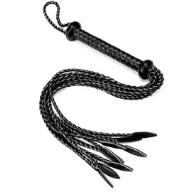Black Nine-Tail Training Whip, 31.5 Inch Equestrian Faux Leather Horse Whip for Riding & Discipline, Durable Horse Equipment, Equestrian Whip for Horseback Training