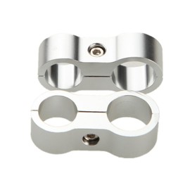 US SHIP 2PCS 6AN 14.6mm To 8AN 17mm Braided Oil Line Hose Separator Dual Clamp Silver