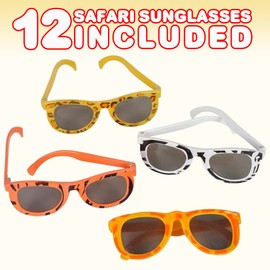 ArtCreativity Colorful Safari Sunglasses - Pack of 12 - Youth Size - Assorted Animal Prints on Good Quality Material - Summer Time Fun, Great Party Favor - Amazing Gift Idea for Boys and Girls Ages 3+