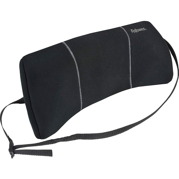 Fellowes Lordosenstütze Smart Suites - Mobile Rückenstütze mit Gurt - aus Schaumstoff - Rückenkissen für Bürostühle, Auto, Homeoffice - schwarz