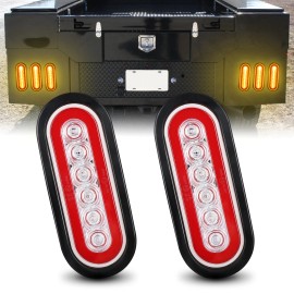 lighting-likes 2x Oval Red/Amber LED Truck Trailer Stop Turn Tail Brake Lights Flowing DRL ATV