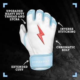 BRUCE BOLT HAPP Series Short Cuff White Batting Glove - White Large