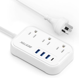 BESTEK New Zealand Power Adapter: US to Australia Plug Adapter - Type I Plug Adapter with 3 AC Outlets and 4 USB(1 PD20W) - for USA to Australia, Argentina, China, New Zealand 2.6ft (Type I - AU)