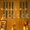 LED Ramadan Star Moon Light,Curtain String Light,115 LED Hanging Window