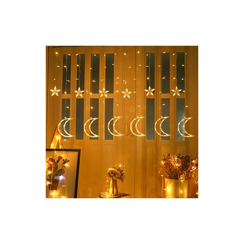 LED Ramadan Star Moon Light,Curtain String Light,115 LED Hanging Window