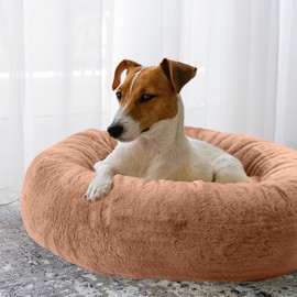 PETMAKER Dog Bed - Donut Dog Bed and Cat Bed for Small Pets - Dog Bed with Removable Washable Cover and Anti-Slip Bottom - Puppy Essentials (Beige)