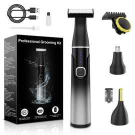 RUIM RUIM Beard Trimmer for Men, 3-in-1 Nose Hair Trimmer for Men, Waterproof Rechargeable Electric Razors for Ear, Nose, Eyebrow, Mustache and Body, Black-Grey