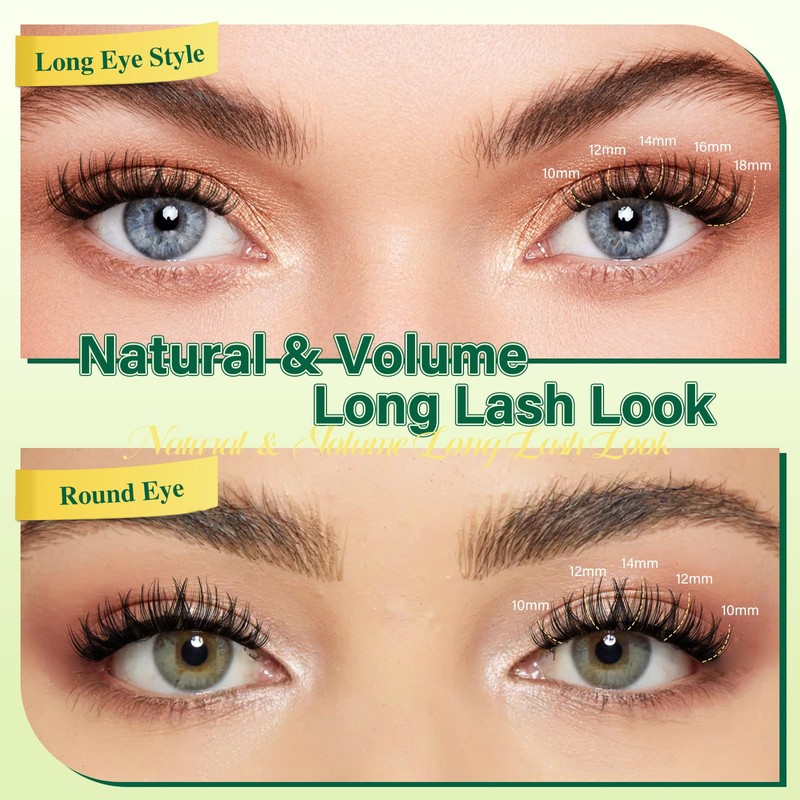 KEYYOU Thick Eyelash Extensions, 144 Pieces, D Curl Eyelash Clusters,