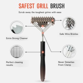 Bristle-Free BBQ Grill Brush | Safe & Rust-Free Stainless Steel Cleaner | Heavy-Duty Barbecue Tool for Outdoor Gas, Charcoal & Electric Grates | Easy-Grip Handle, Durable, Ideal for All Grill Types