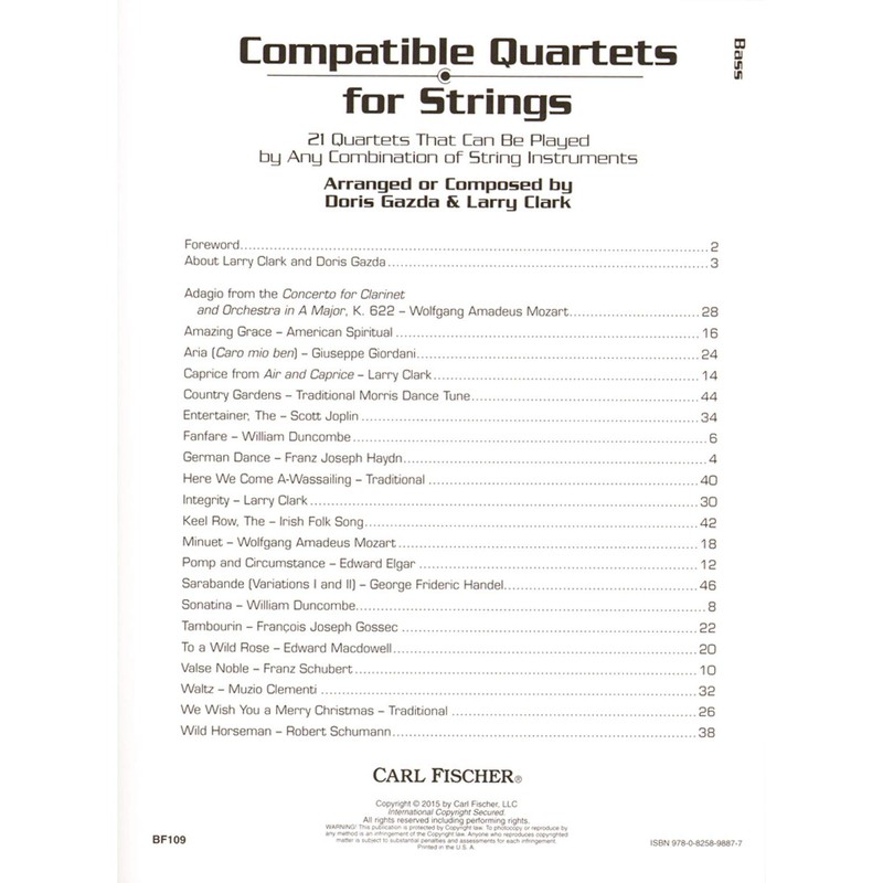 Carl Fischer Compatible Quartets for Strings-String Bass Book & CD